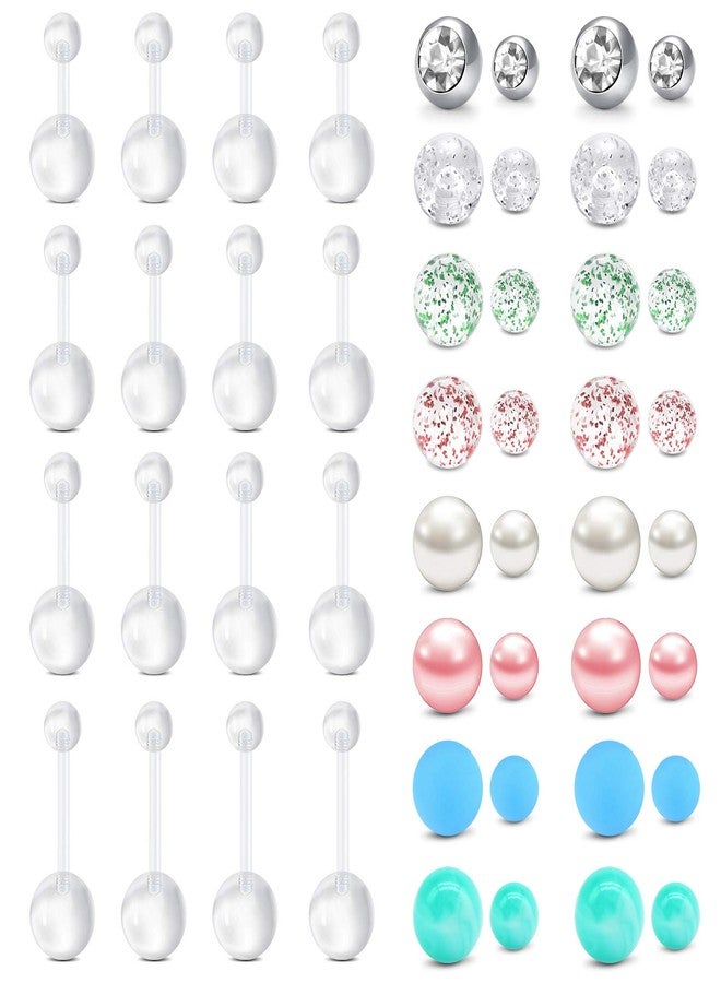 Longita Plastic Pregnancy Belly Button Rings Long Bar Navel Rings for Maternity Sport Pregnant Women Flexible Clear Belly Piercing Retainer Different Length bar and balls for Replacement 6-12mm - Image 1